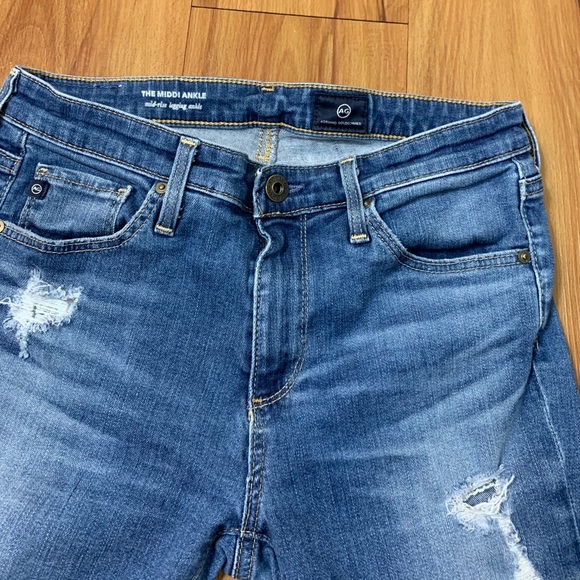 AG The Middi Ankle Distressed Raw Hem Jeans - Picture 10 of 16
